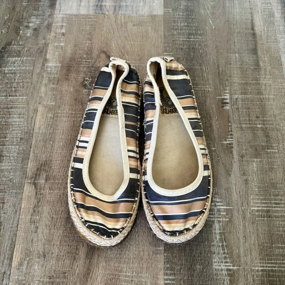 Simple Green Toe Striped Espadrille Flats
